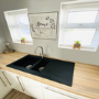 1.5 Bowl Black Composite Kitchen Sink with Reversible Drainer - Essence Amelia