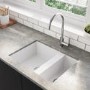 ONLY OPENED - 1.5 Bowl Undermount White Granite Composite Kitchen Sink Reversible - Enza Madison