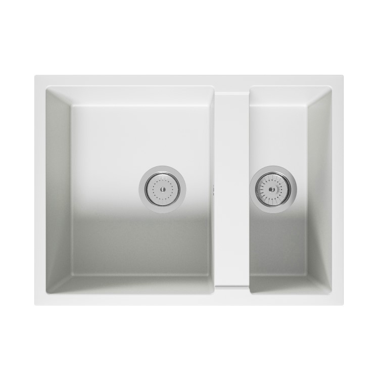 ONLY OPENED - 1.5 Bowl Undermount White Granite Composite Kitchen Sink Reversible - Enza Madison