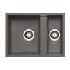 1.5 Bowl Grey Granite Undermount Kitchen Sink &amp; Black Pull Out Kitchen Mixer Tap - Enza Madison