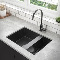 GRADE A2 - 1.5 Bowl Undermount Black Granite Composite Kitchen Sink Reversible - Enza Madison GRADE A2 - 1.5 Bowl Undermount Black Granite Composite Kitchen Sink Reversible - Enza Madison