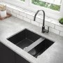 GRADE A2 - 1.5 Bowl Undermount Black Granite Composite Kitchen Sink Reversible - Enza Madison