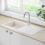 GRADE A1 - Single Bowl Inset White Granite Composite Kitchen Sink - Enza Madison