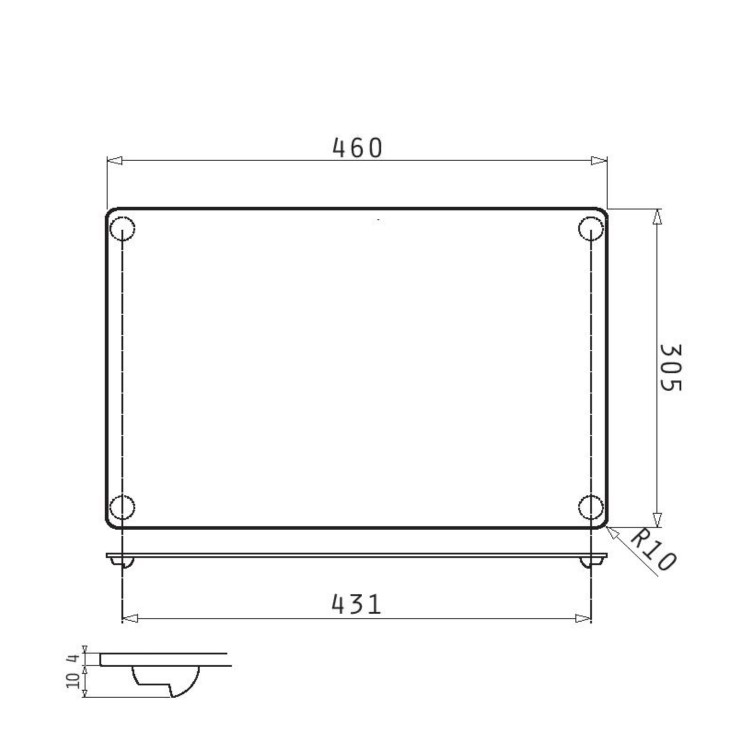 ONLY OPENED - Grey Glass Chopping Board 460 x 305