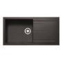 GRADE A2 - Single Bowl Inset Black Granite Composite Kitchen Sink with Reversible Drainer - Enza Madison