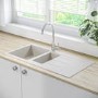 1.5 Bowl Inset White Composite Kitchen Sink with Reversible Drainer - Enza Madison