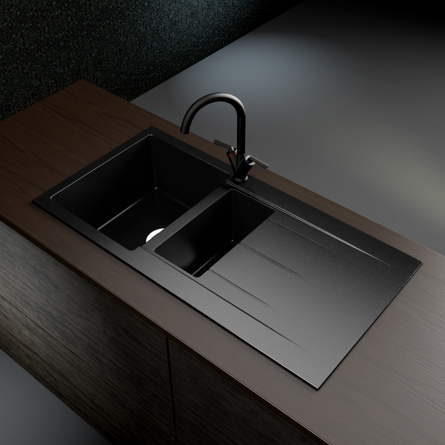 1 5 Bowl Inset Black Composite Kitchen Sink With Reversible Drainer Enza Madis Ebay