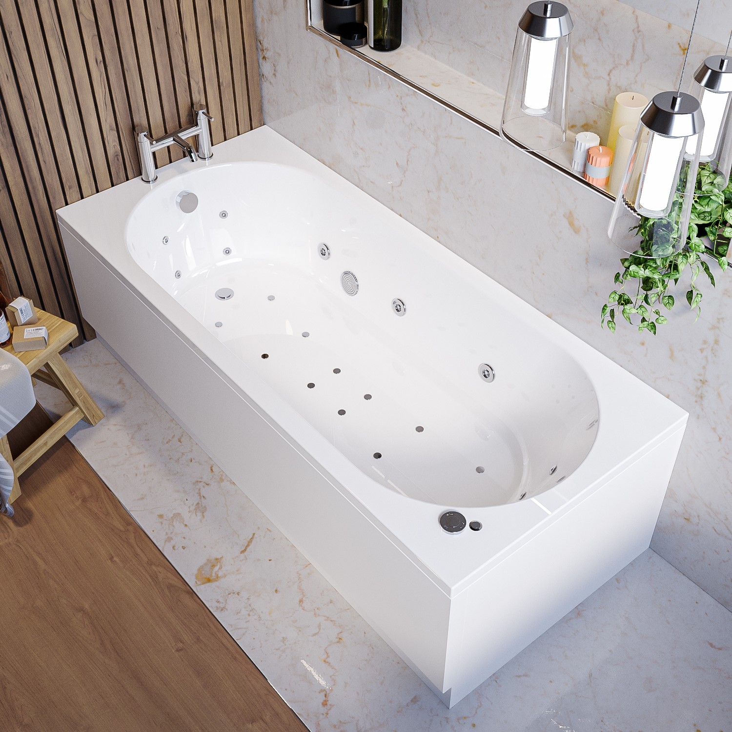 Alton Single Ended Bath with 14 Jet Whirlpool System and 12 Jet Airspa System - 1800 x 800mm