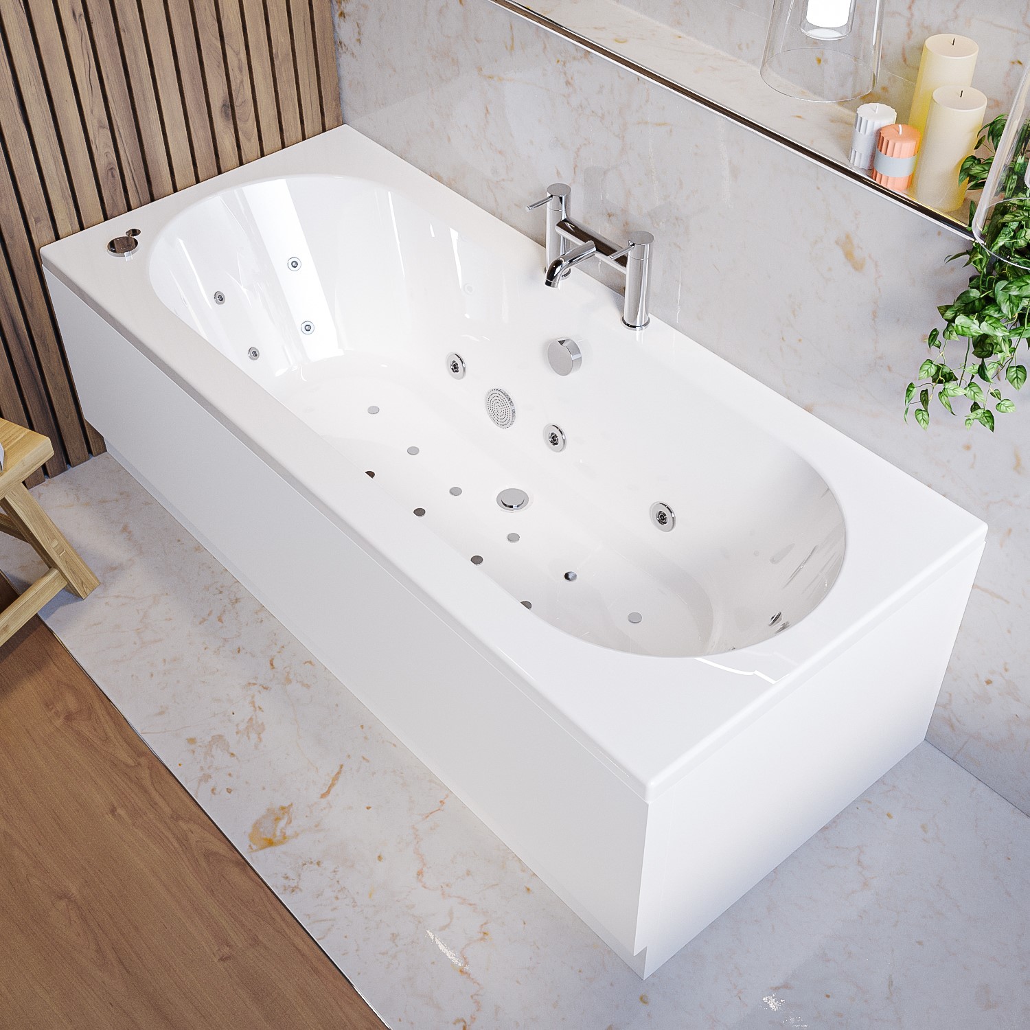 Burford Double Ended Bath with 14 Jet Whirlpool System and 12 Jet Airspa System - 1700 x 750mm