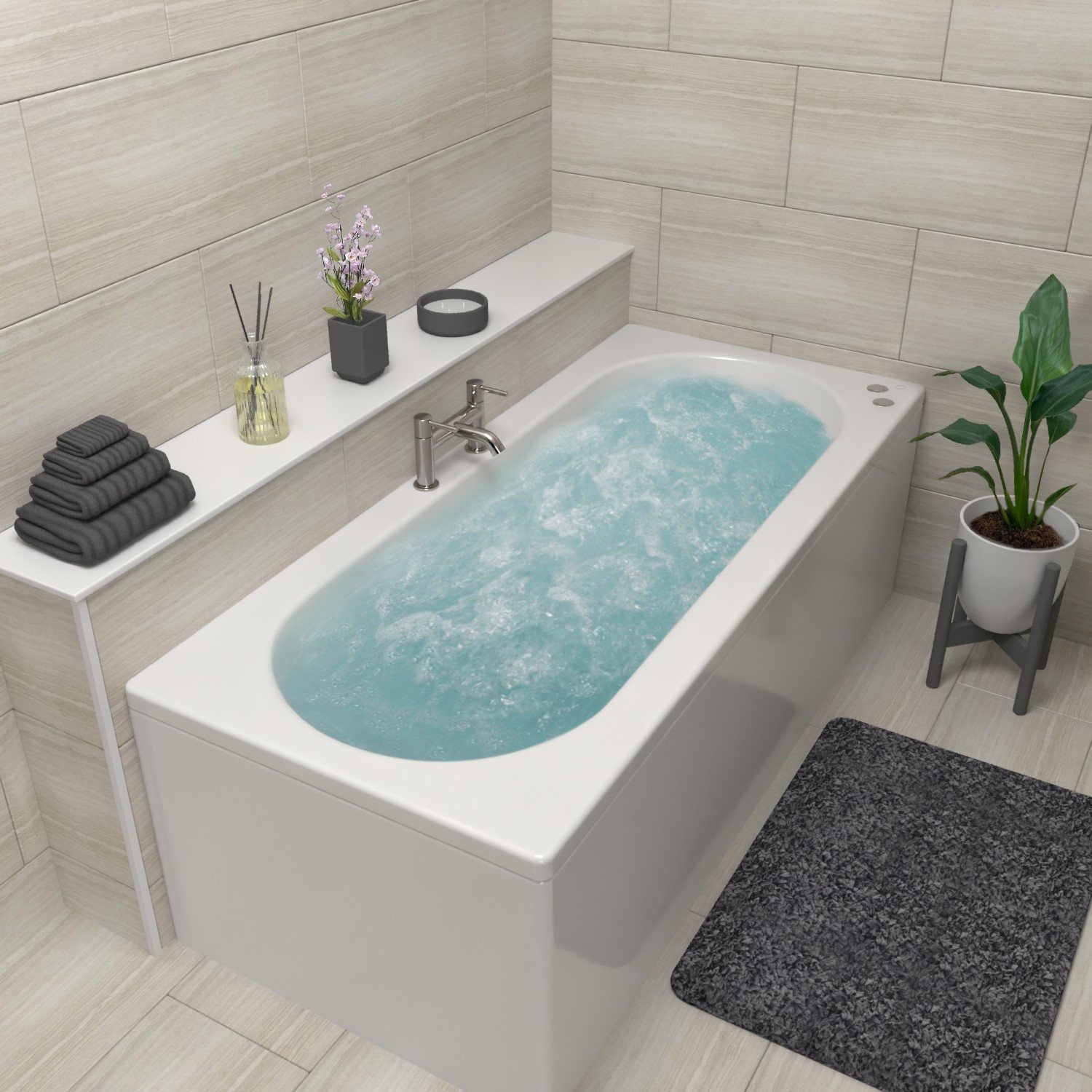 Burford Double Ended Bath with 14 Jet Whirlpool System and 12 Jet Airspa System - 1800 x 800mm