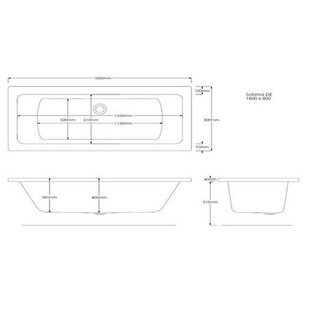 Chiltern Double Ended Bath with 6 Jet Whirlpool System - 1800 x 800mm