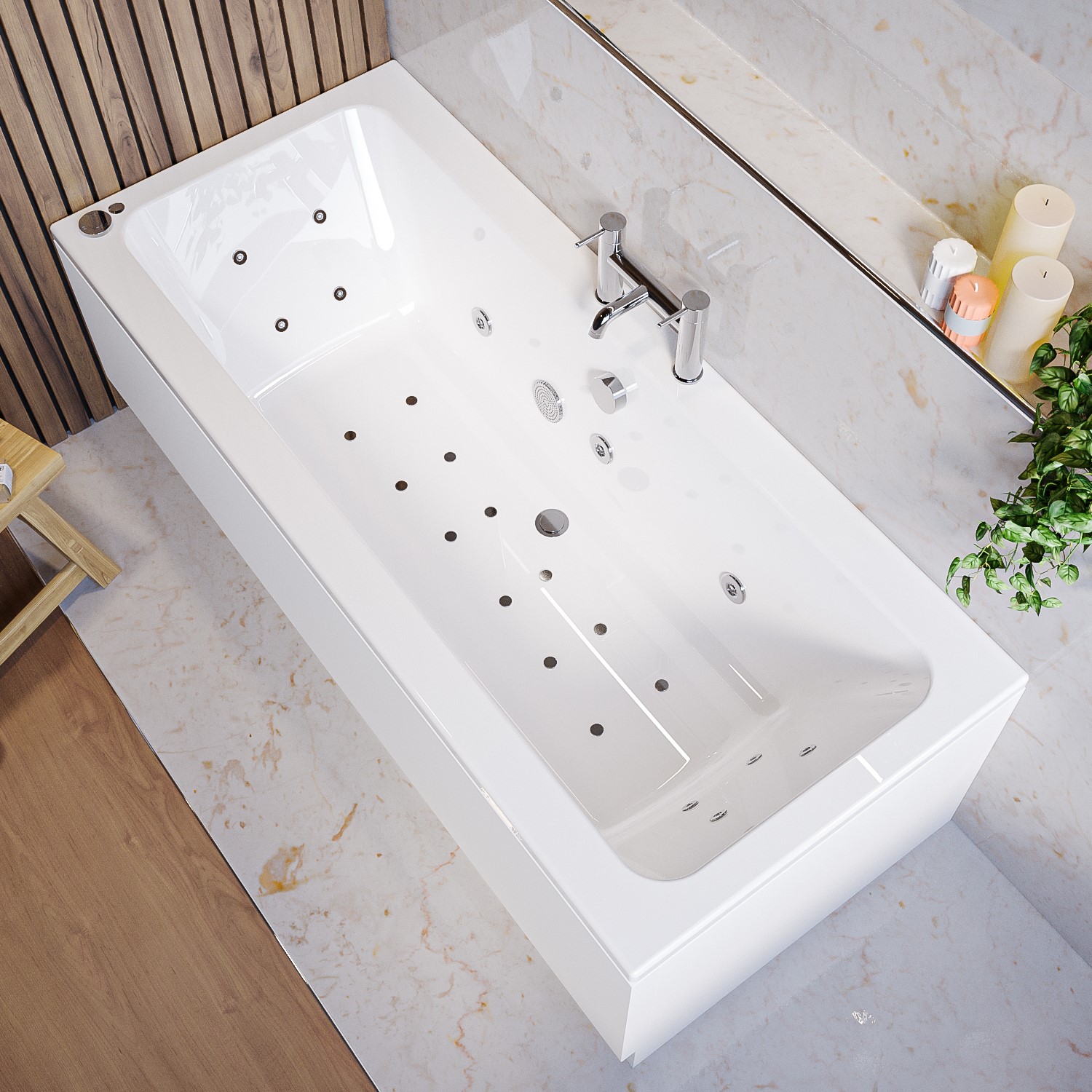 Chiltern Double Ended Bath with 14 Jet Whirlpool System and 12 Jet Airspa System - 1700 x 750mm