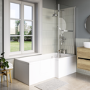 L Shaped Shower Bath with Front Panel & Bath Screen, Left Hand 1700 x 750mm - Yale