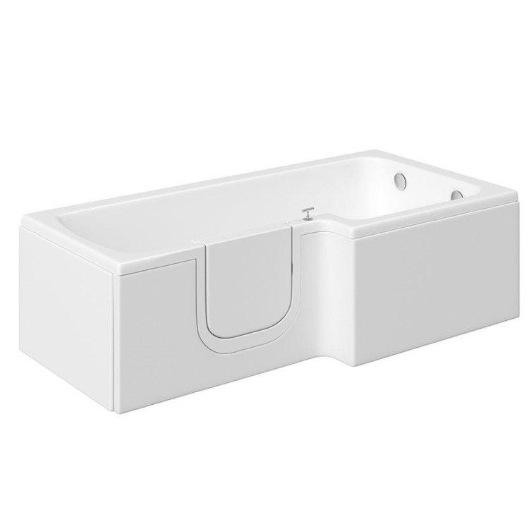 L Shaped Shower Bath with Front Panel & Bath Screen, Left Hand 1700 x 750mm - Yale