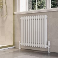 White Horizontal 2 Column Traditional Radiator 600 x 605mm - Nambi