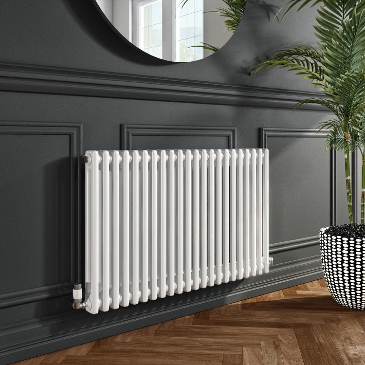 ALMOST PERFECT - White Horizontal 2 Column Traditional Radiator 600 x 1010mm - Nambi