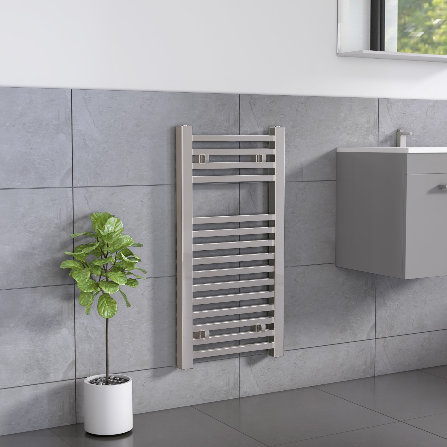 Chrome Heated Towel Rail Radiator 800 x 400mm - Dune