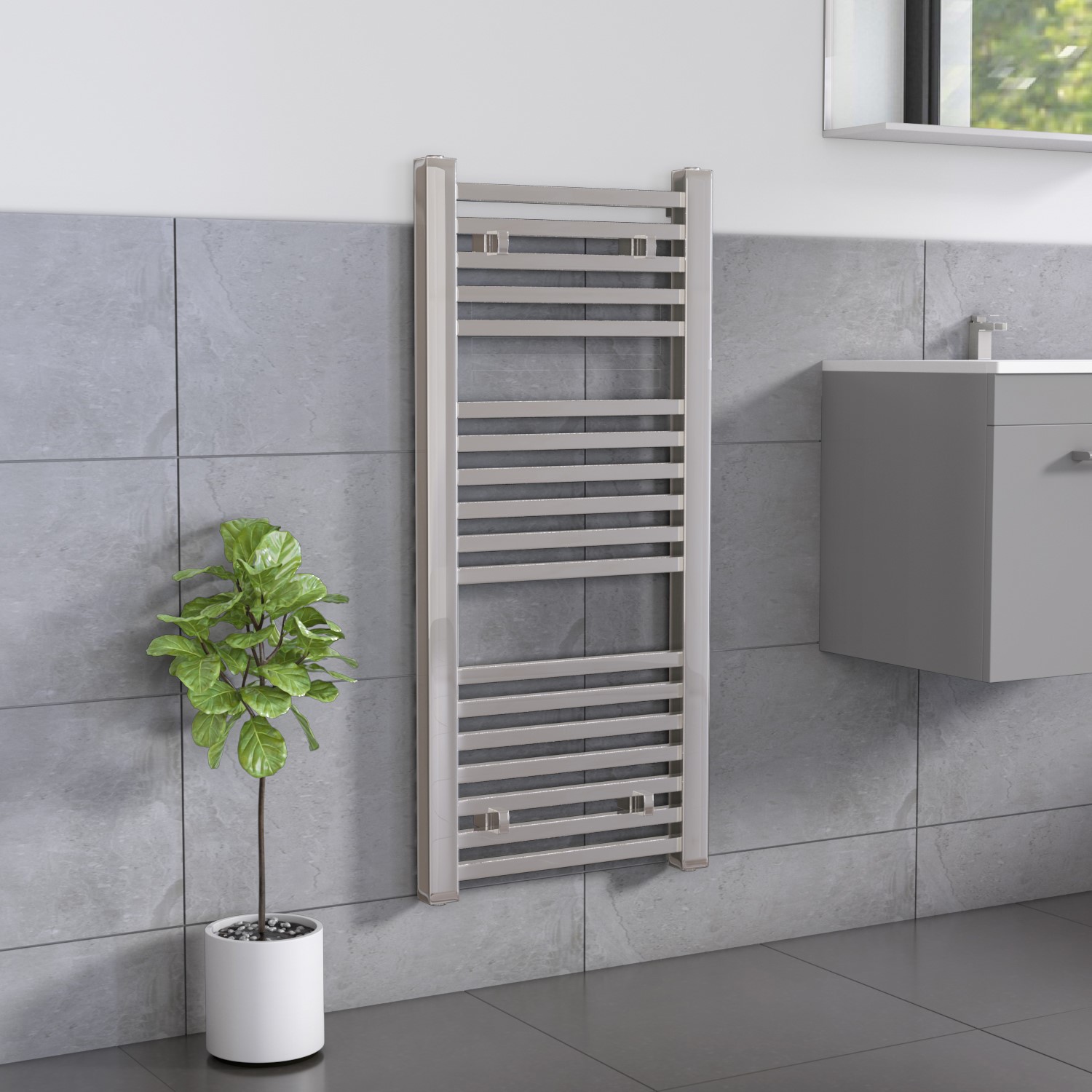 Chrome Heated Towel Rail Radiator 1000 x 450mm - Dune