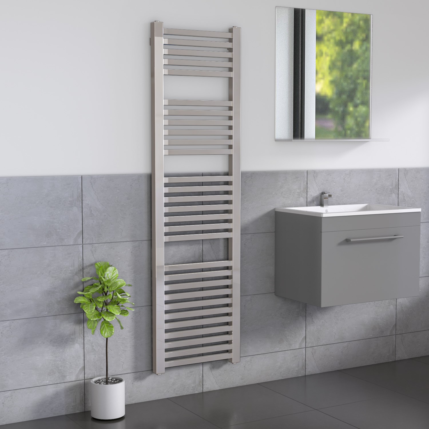 Chrome Heated Towel Rail Radiator 1600 x 450mm - Dune