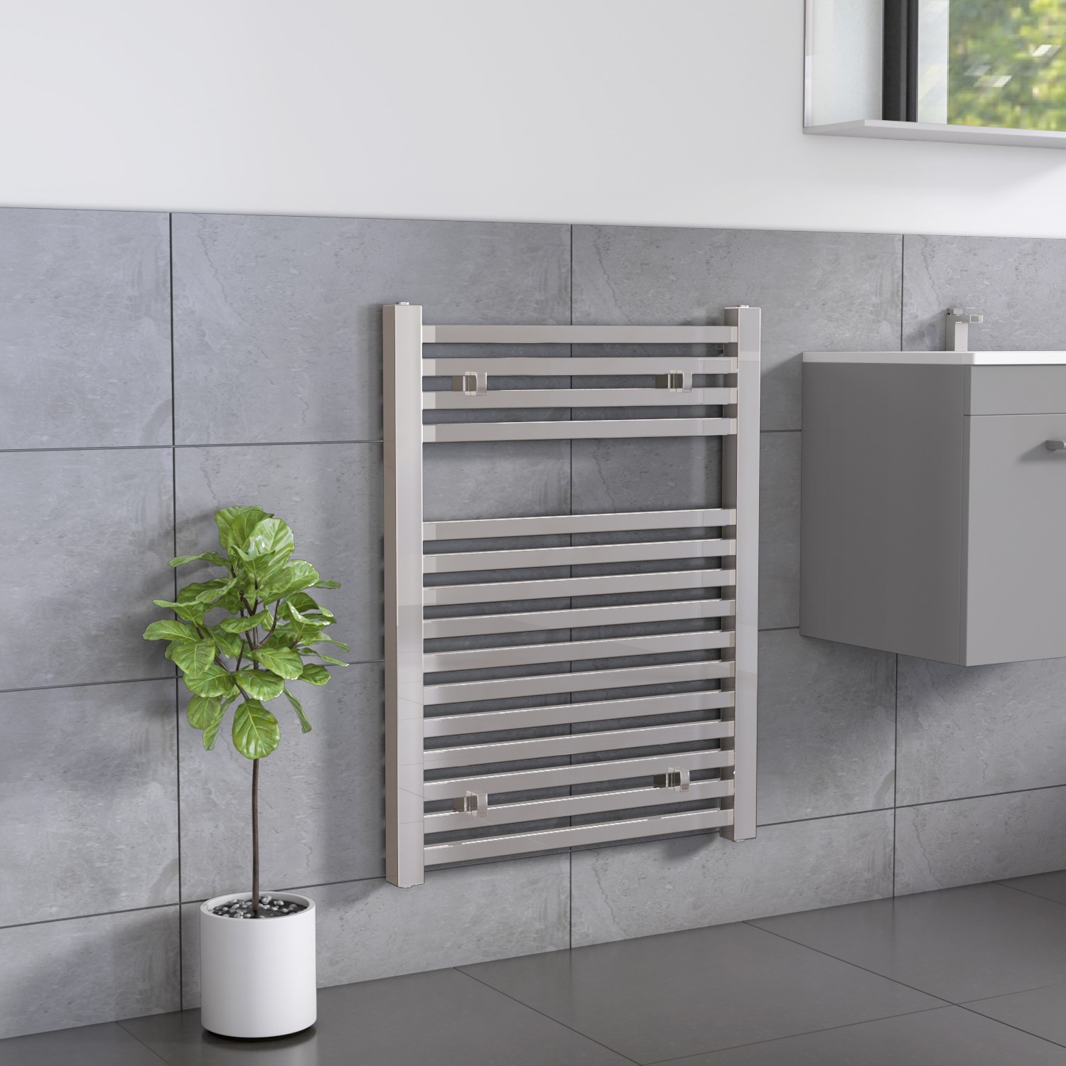 Chrome Heated Towel Rail Radiator 800 x 600mm - Dune