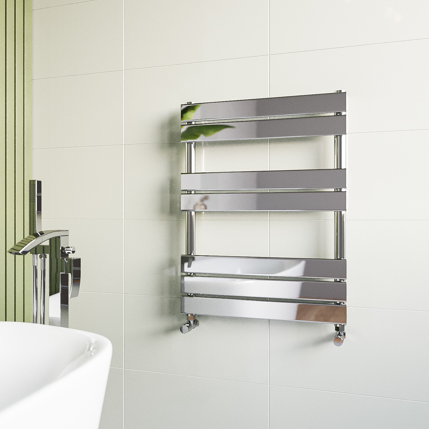 Chrome Heated Towel Rail Radiator 800 x 600mm - Tundra