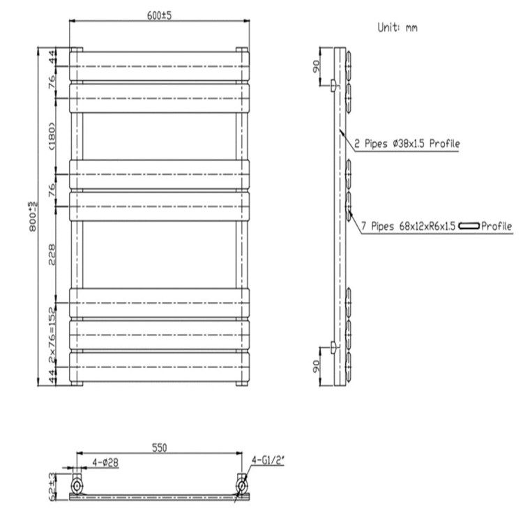 GRADE A2 - Chrome Towel Radiator 800 x 600mm - Tundra