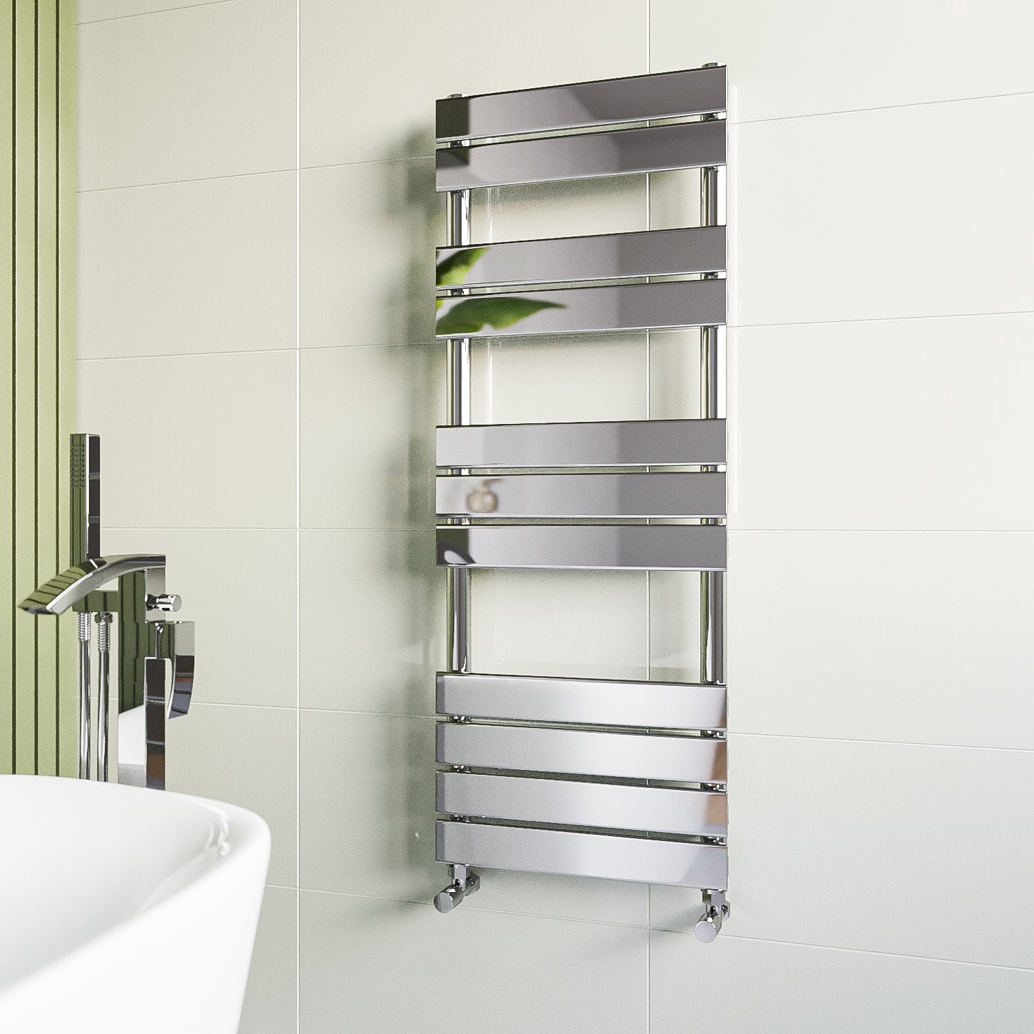 Chrome Heated Towel Rail Radiator 1200 x 450mm - Tundra