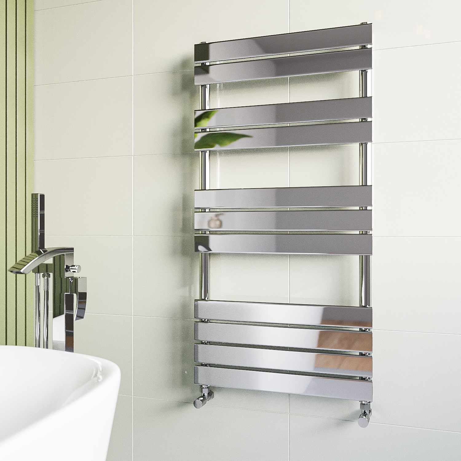 Chrome Heated Towel Rail Radiator 1200 x 600mm - Tundra