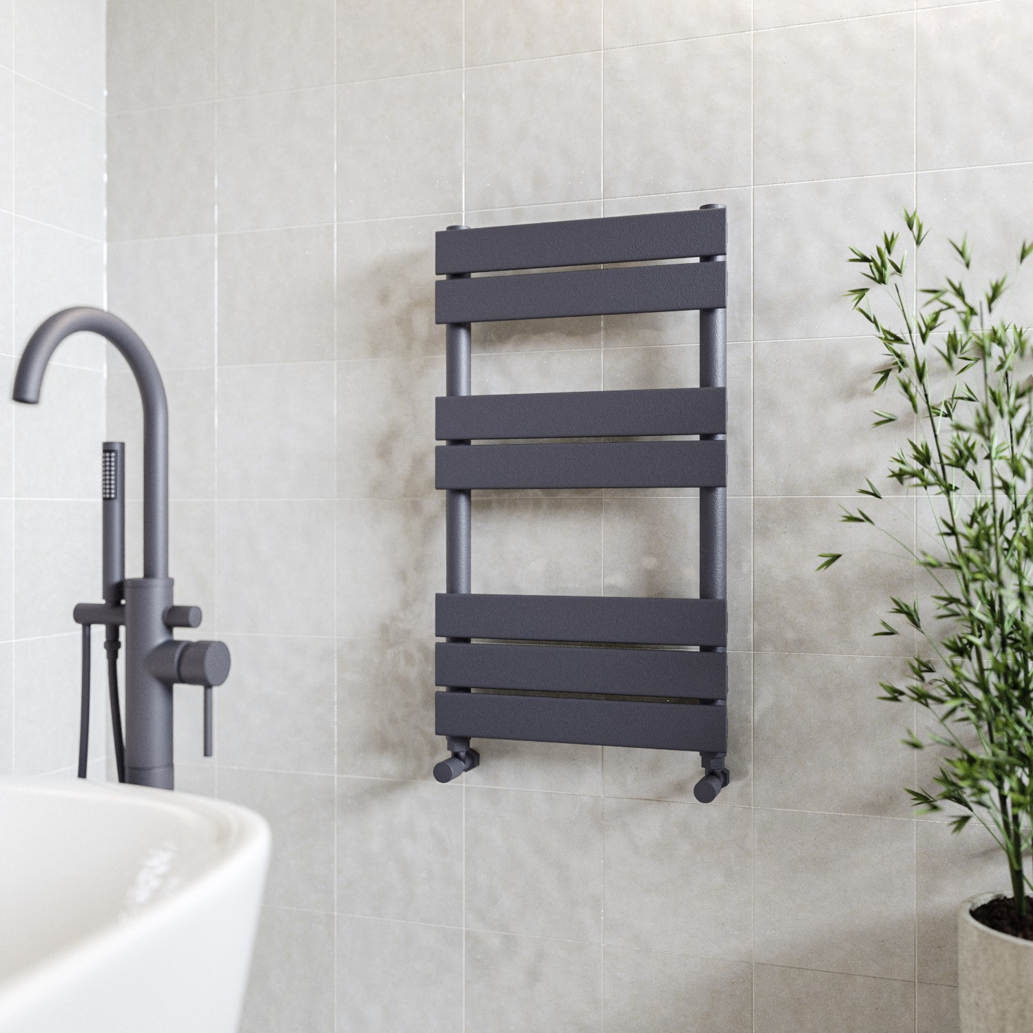 Anthracite Heated Towel Rail Radiator 800 x 450mm - Tundra