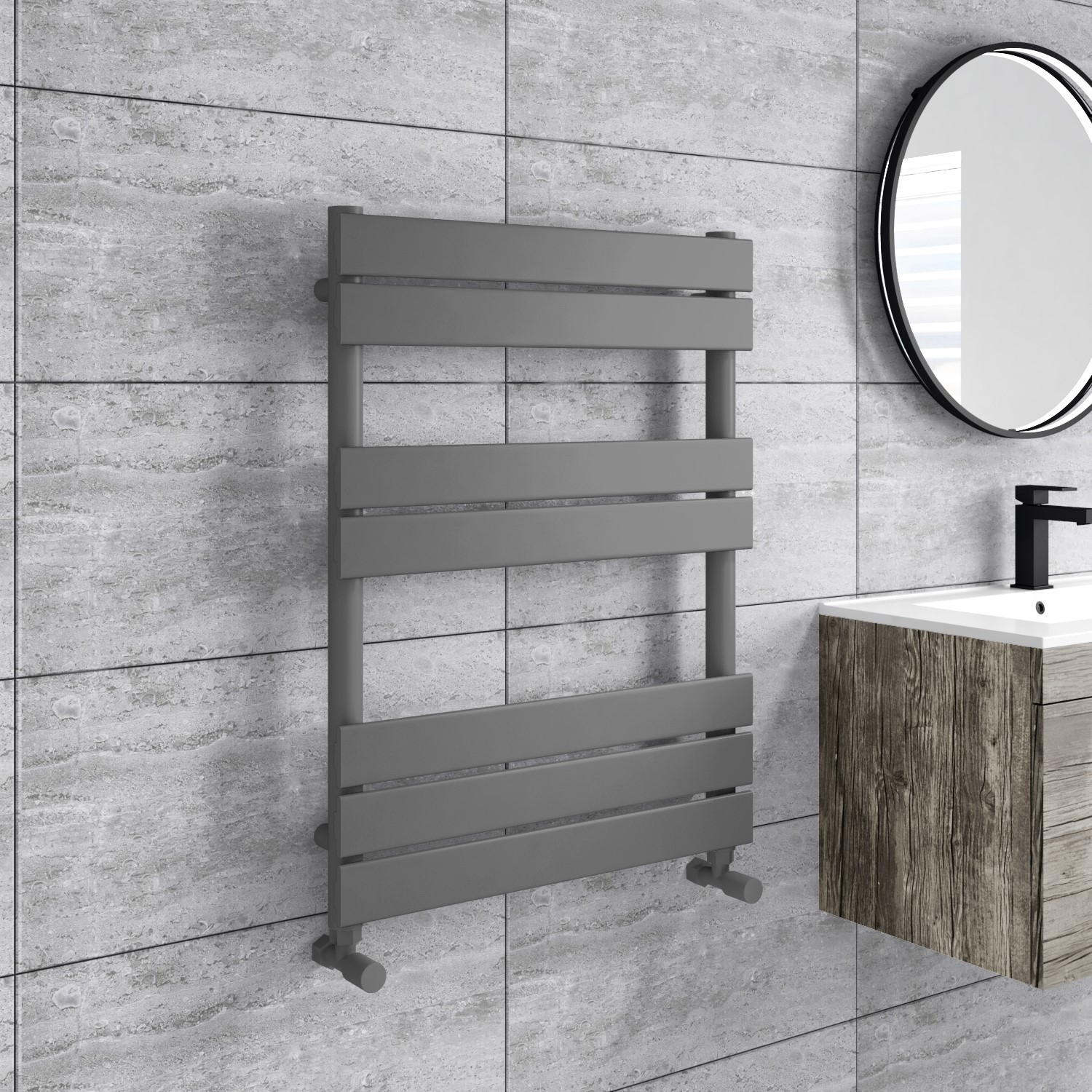 Anthracite Heated Towel Rail Radiator 800 x 600mm - Tundra