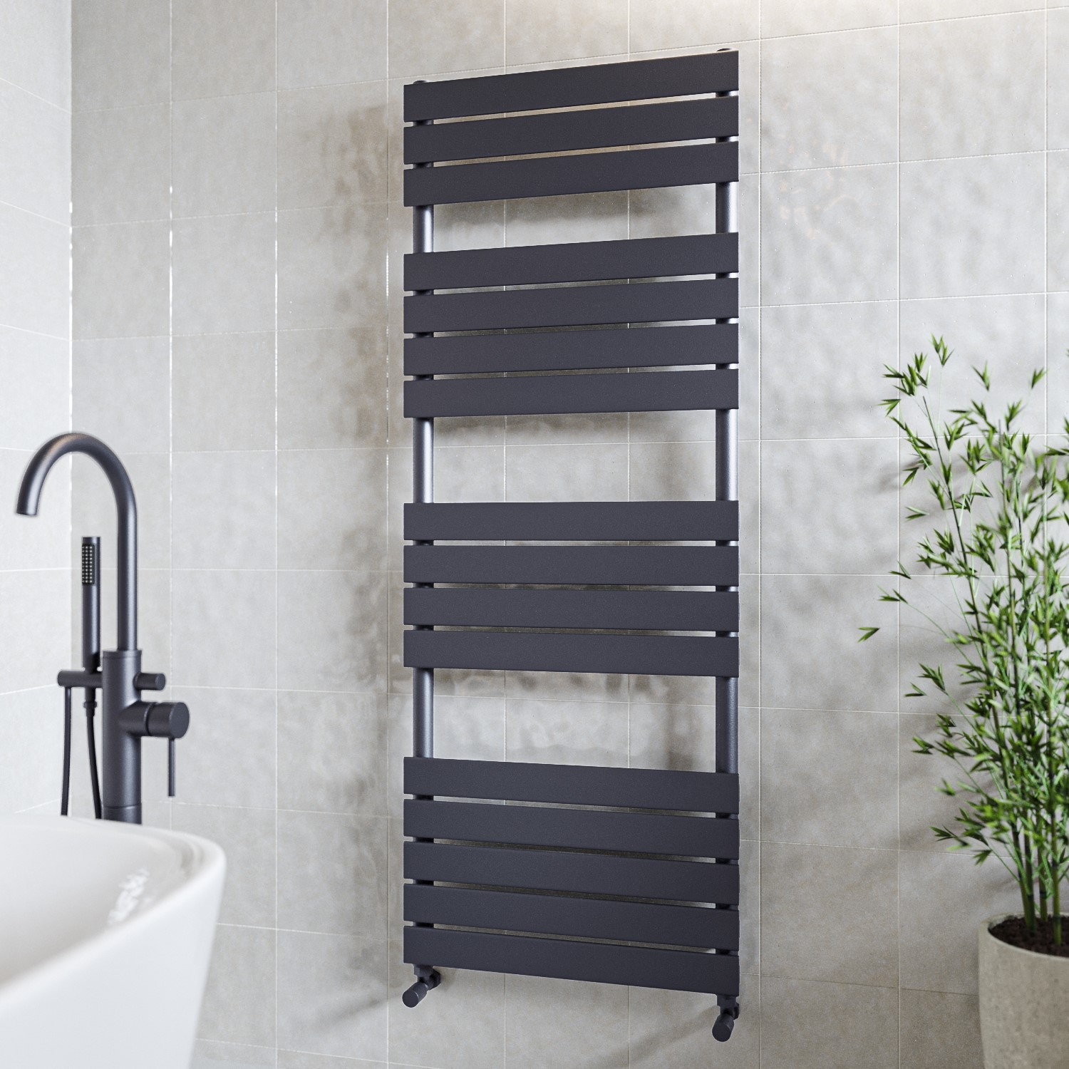 Anthracite Heated Towel Rail Radiator 1600 x 600mm - Tundra