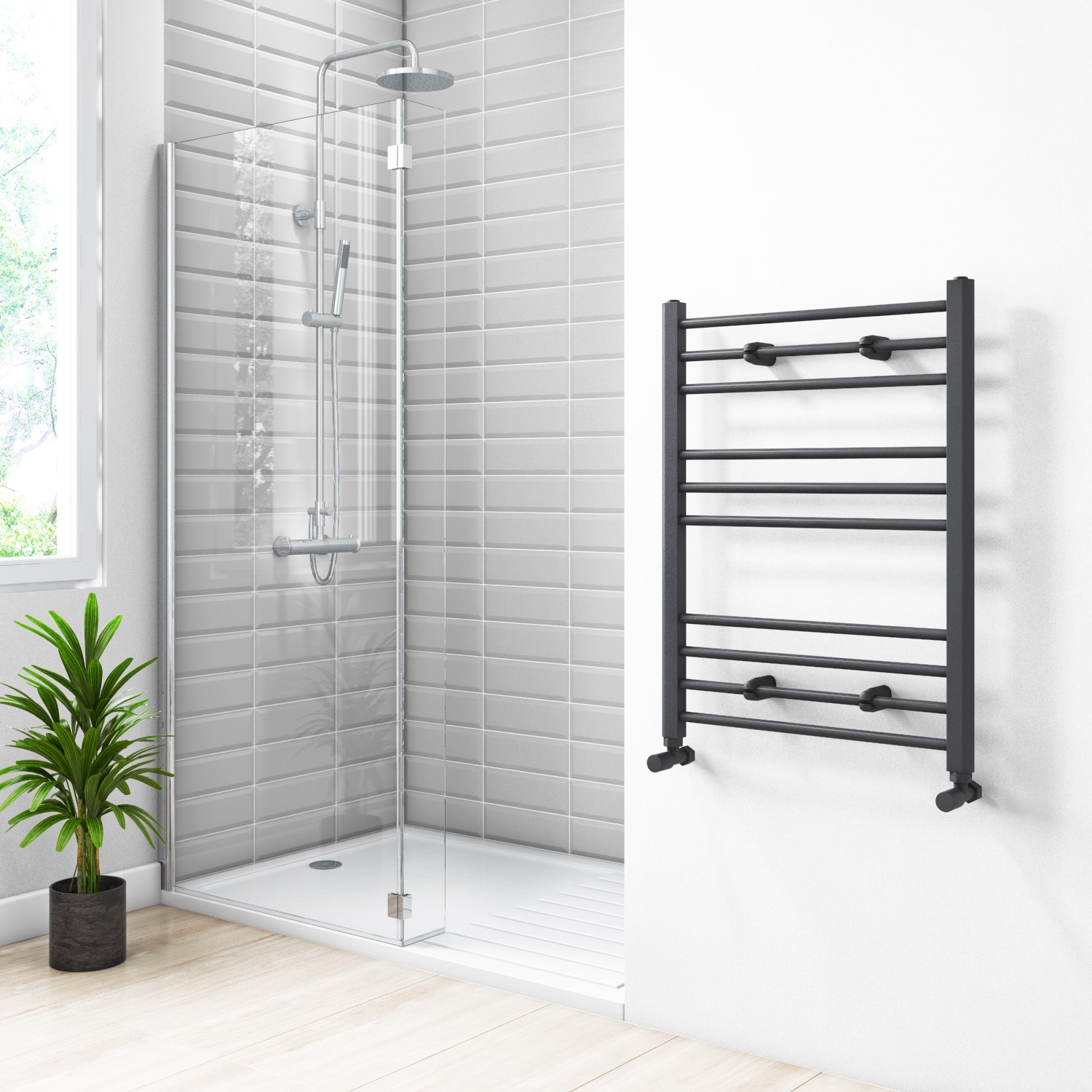 Anthracite Heated Towel Rail Radiator 800 x 600mm - Sahara