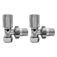 GRADE A2 - Chrome Round Angled Radiator Valves - For Pipework Which Comes From The Wall