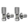 GRADE A2 - Chrome Round Angled Radiator Valves - For Pipework Which Comes From The Wall