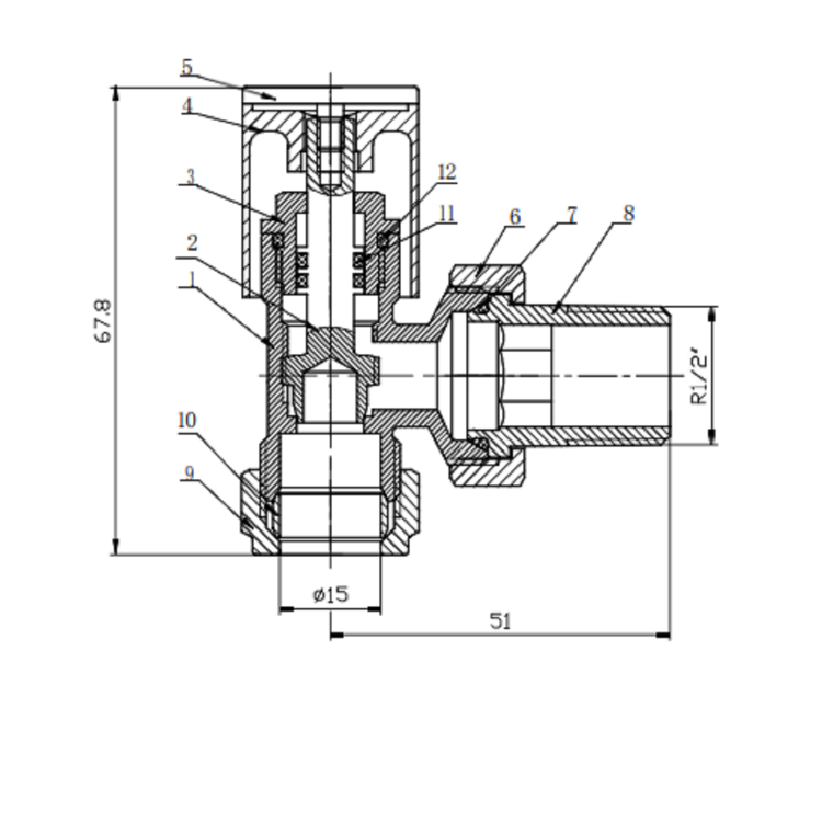 GRADE A2 - Chrome Round Angled Radiator Valves - For Pipework Which Comes From The Wall