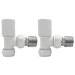 White Round Angled Radiator Valves - For Pipework Which Comes From The Wall