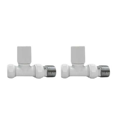 White Round Straight Radiator Valves - For Pipework Which Comes From The Floor