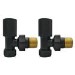 Matt Black Round Angled Radiator Valves - For Pipework Which Comes From The Wall