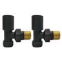 GRADE A2 - Matt Black Round Angled Radiator Valves - For Pipework Which Comes From The Wall