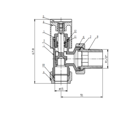 GRADE A2 - Matt Black Round Angled Radiator Valves - For Pipework Which Comes From The Wall