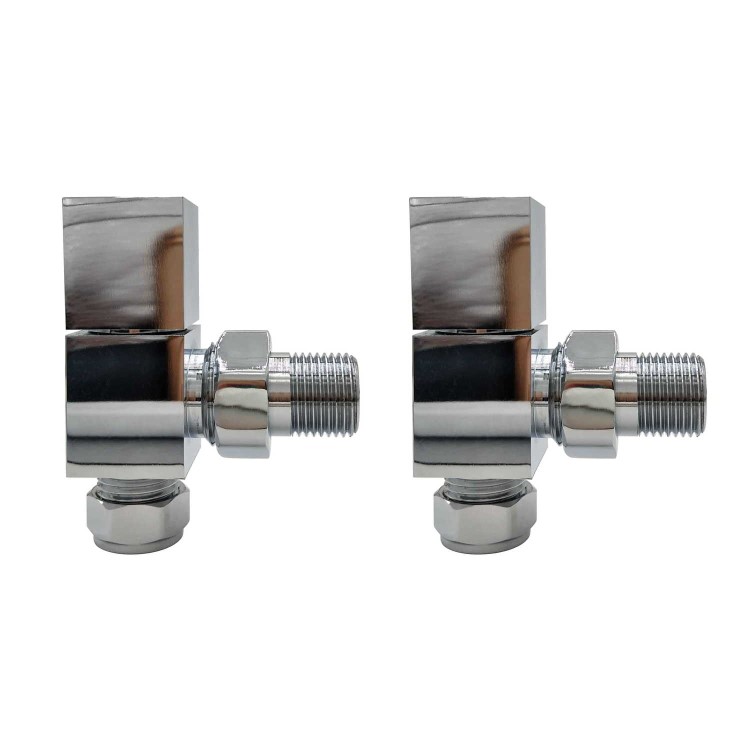 ONLY OPENED - Chrome Square Angled Radiator Valves
