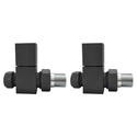 Anthracite Square Straight Radiator Valves - For Pipework Which Comes From The Floor