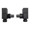 Matt Black Square Angled Radiator Valves - For Pipework Which Comes From The Wall