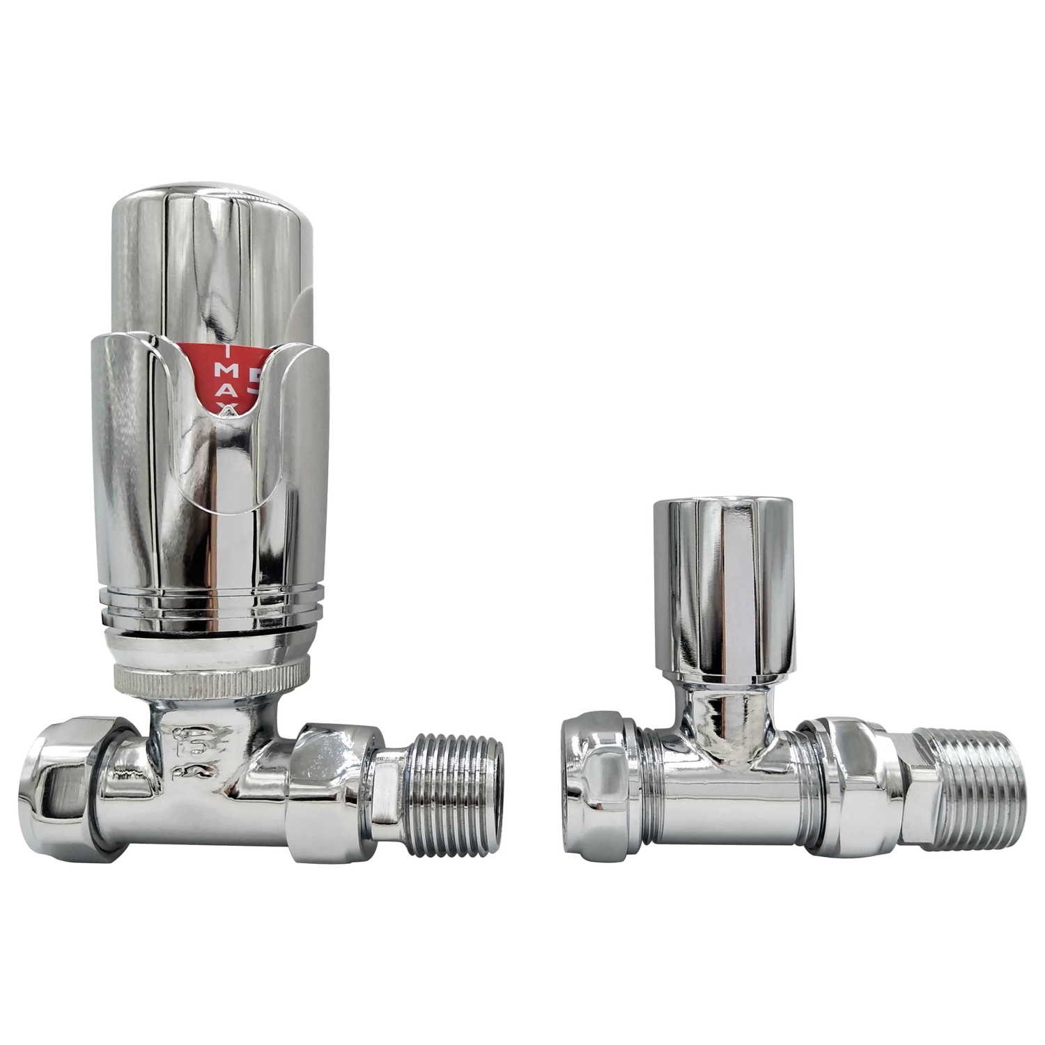 Chrome Thermostatic Straight Radiator Valves