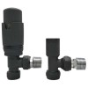 GRADE A1 - Anthracite Thermostatic Angled Radiator Valves - For Pipework Which Comes From The Wall