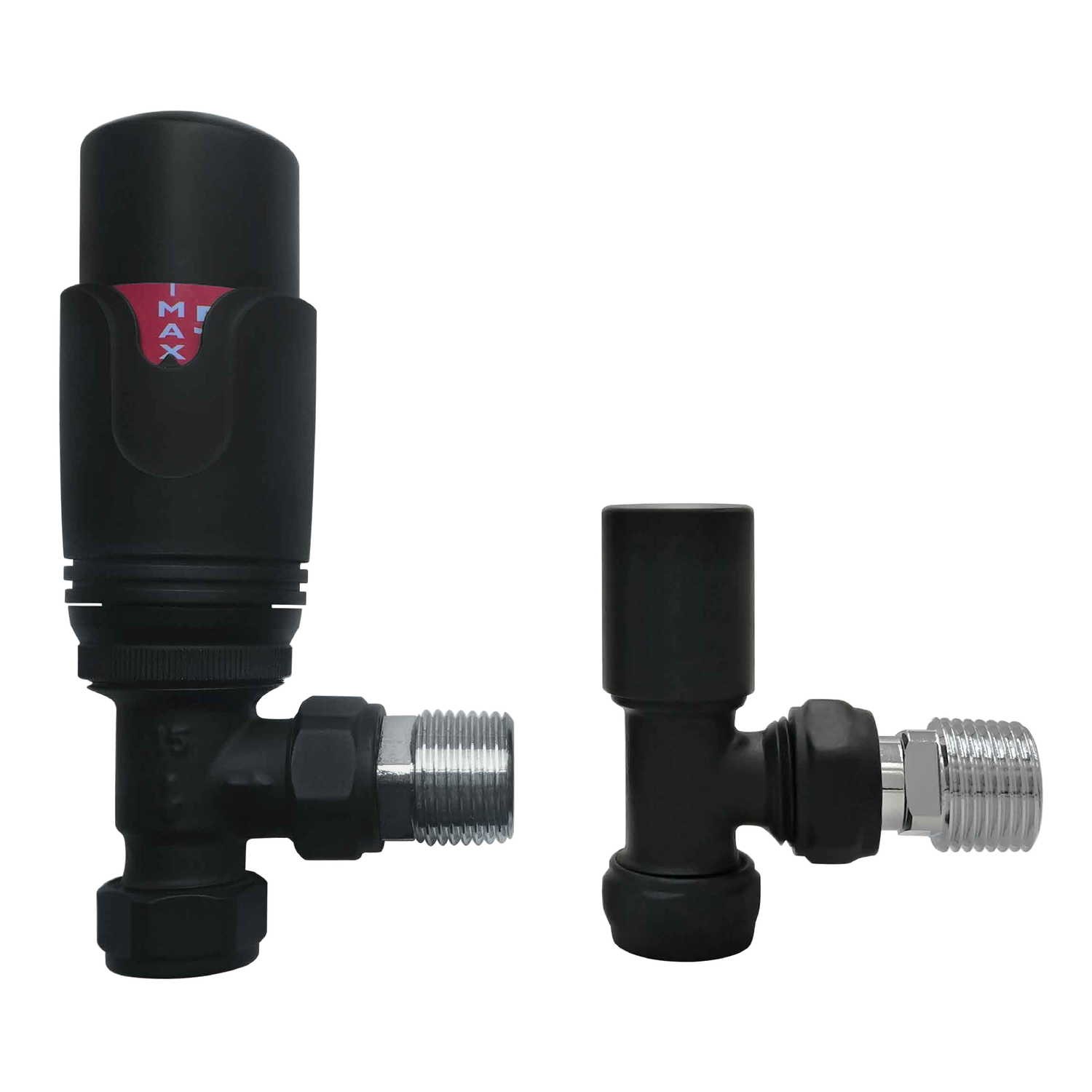 Matt Black Thermostatic Angled Radiator Valves