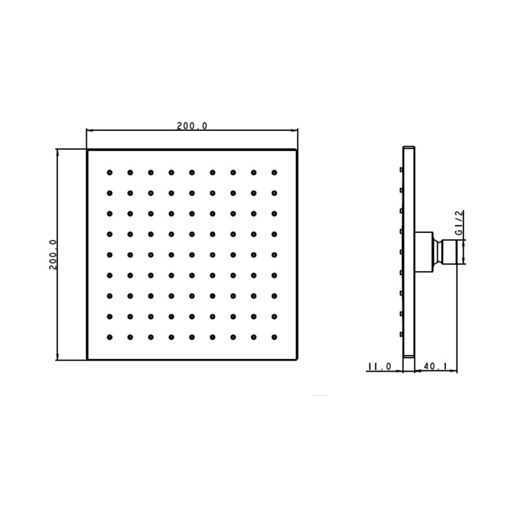 200mm Square Ceiling Rain Shower Head