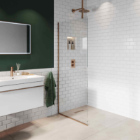 700mm Bronze Frameless Wet Room Shower Screen with Ceiling Support Bar - Live Your Colour