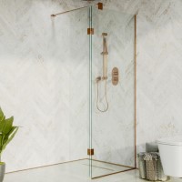 700mm Bronze Shower Screen for Wet Room & Walk In Shower with 350mm Hinged Flipper Panel - Live Your Colour
