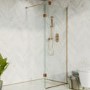 GRADE A1 - Wetroom Screen and Pivot Return Panel  700 x 350mm - 8mm Glass - Brushed Bronze